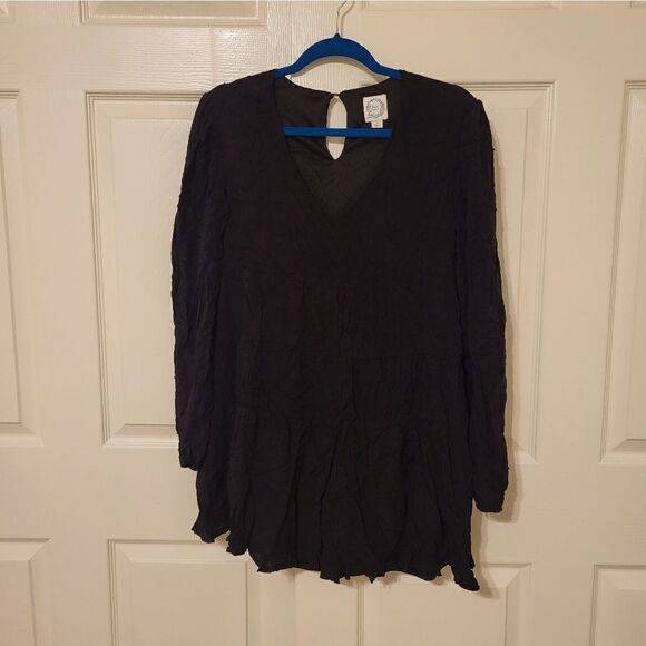 Blue Rain long-sleeved black mini dress - Picture 1 of 8